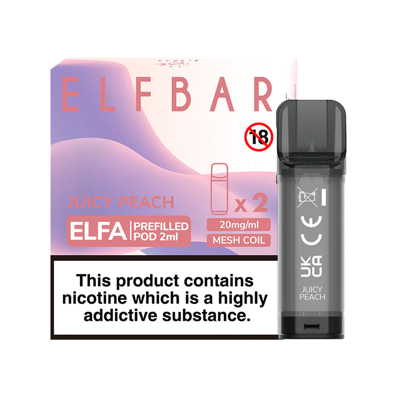 ELF BAR ELFA PRE FILLED PODS PACK OF 2 Juicy Peach Vape And Go