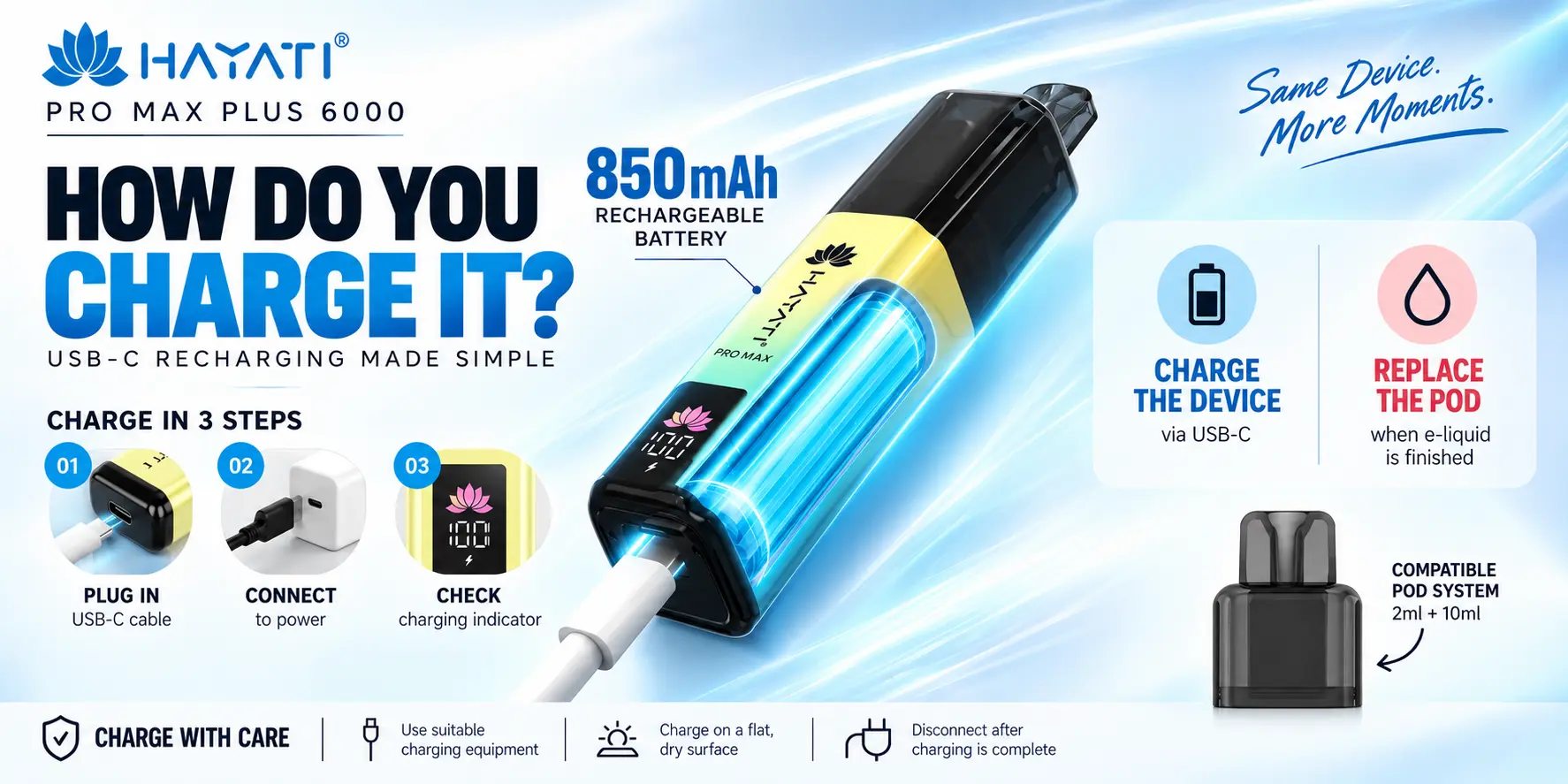 How Do You Charge the Hayati Pro Max Plus 6000?
