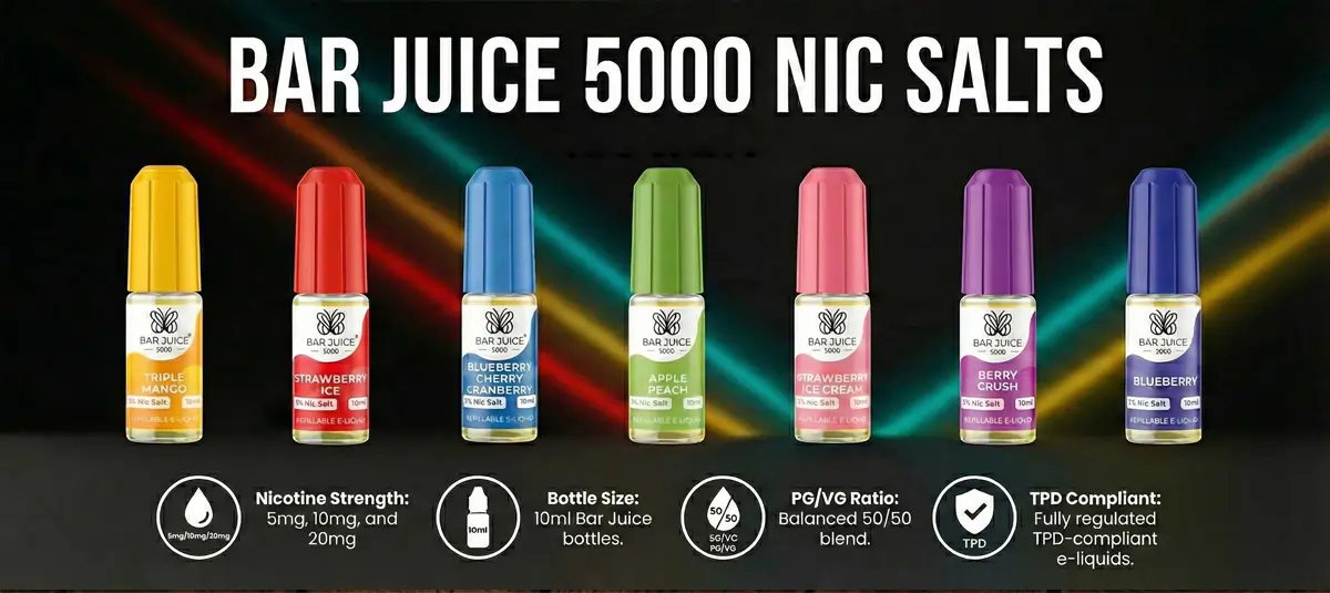 Bar Juice 5000 Nic Salt E-Liquid Key Specifications