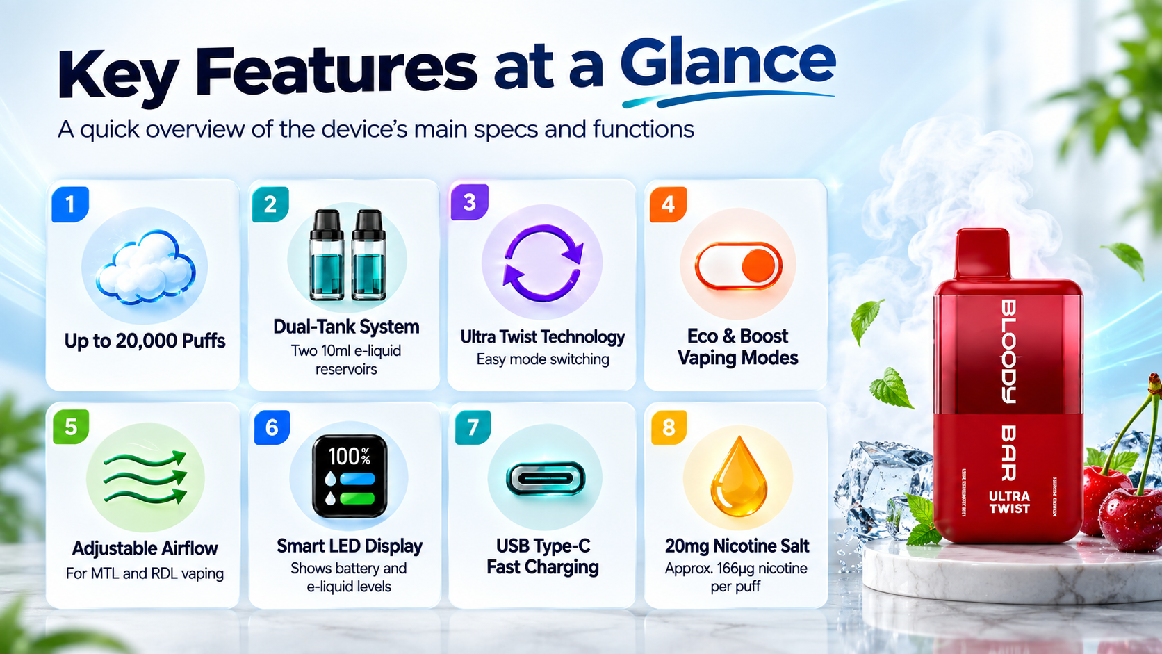 Bloody Bar Ultra Twist 20K Key Features