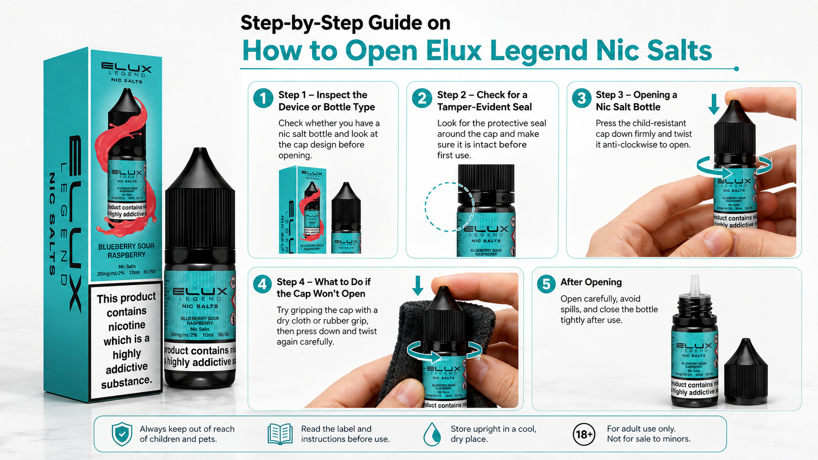 How to Open Elux Legend Nic Salts Bottle Safely