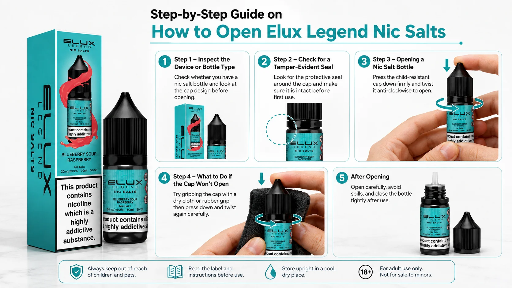 How to Open Elux Legend Nic Salts Bottle Safely