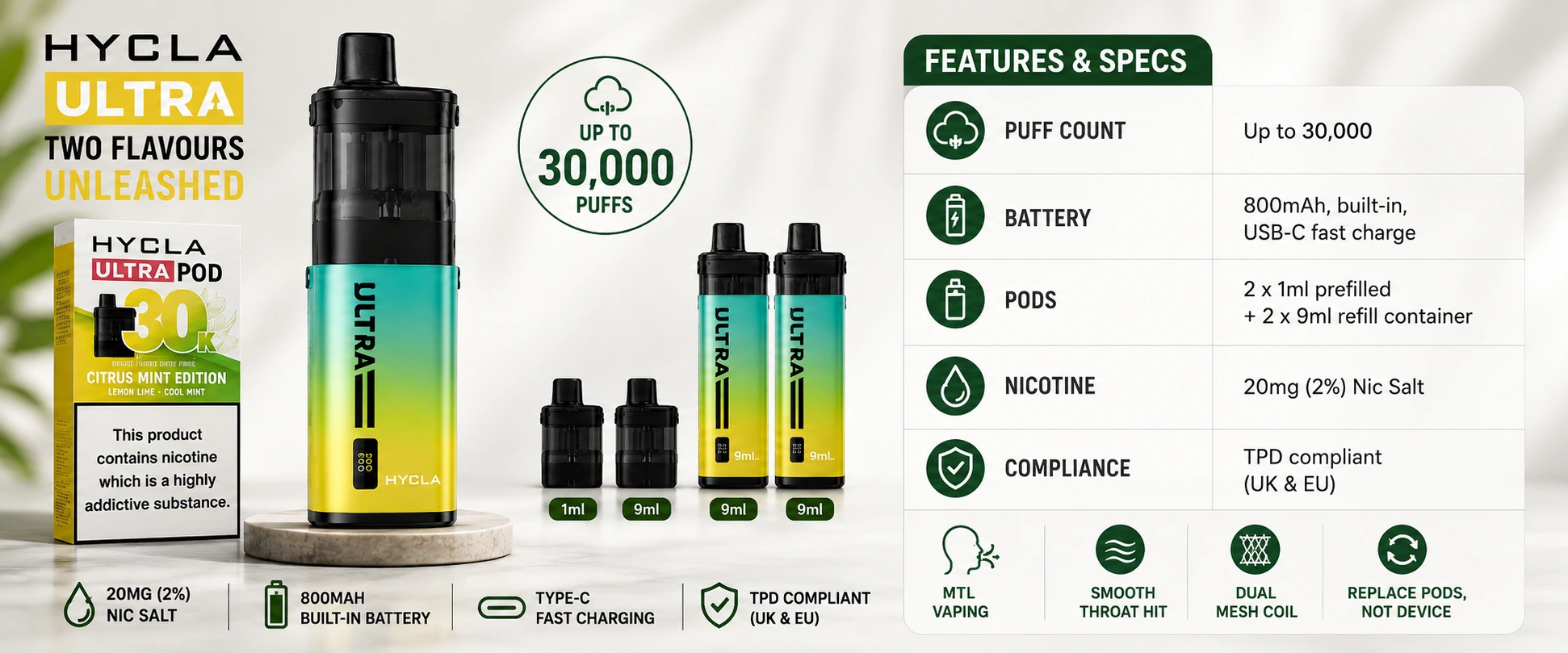 Hyola Ultra 30k Kit Key Features Built-in Battery