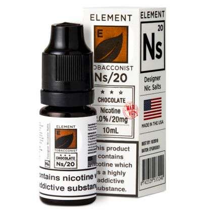  Chocolate Tobacco Nic Salt E-Liquid by Element NS10 & NS20 10ml 