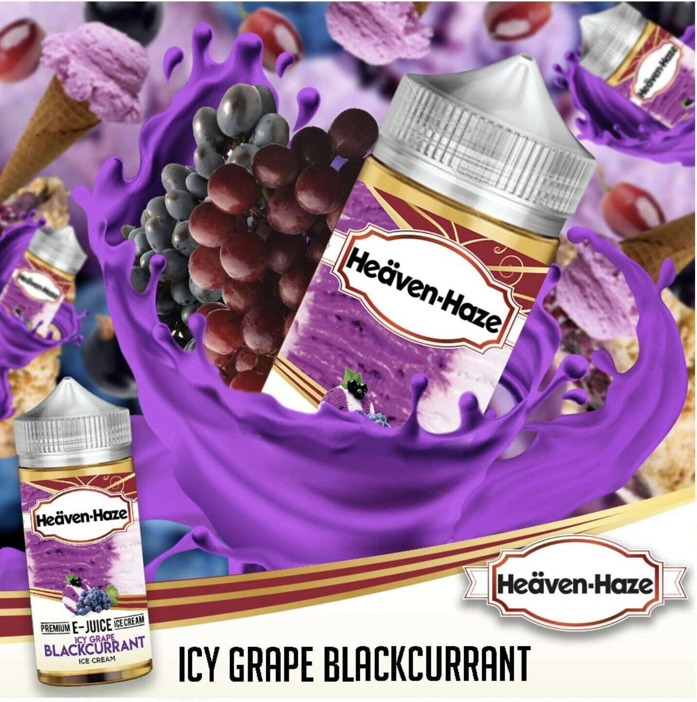 Heaven Haze E Liquid - Icy Grape Blackcurrant - 100ml