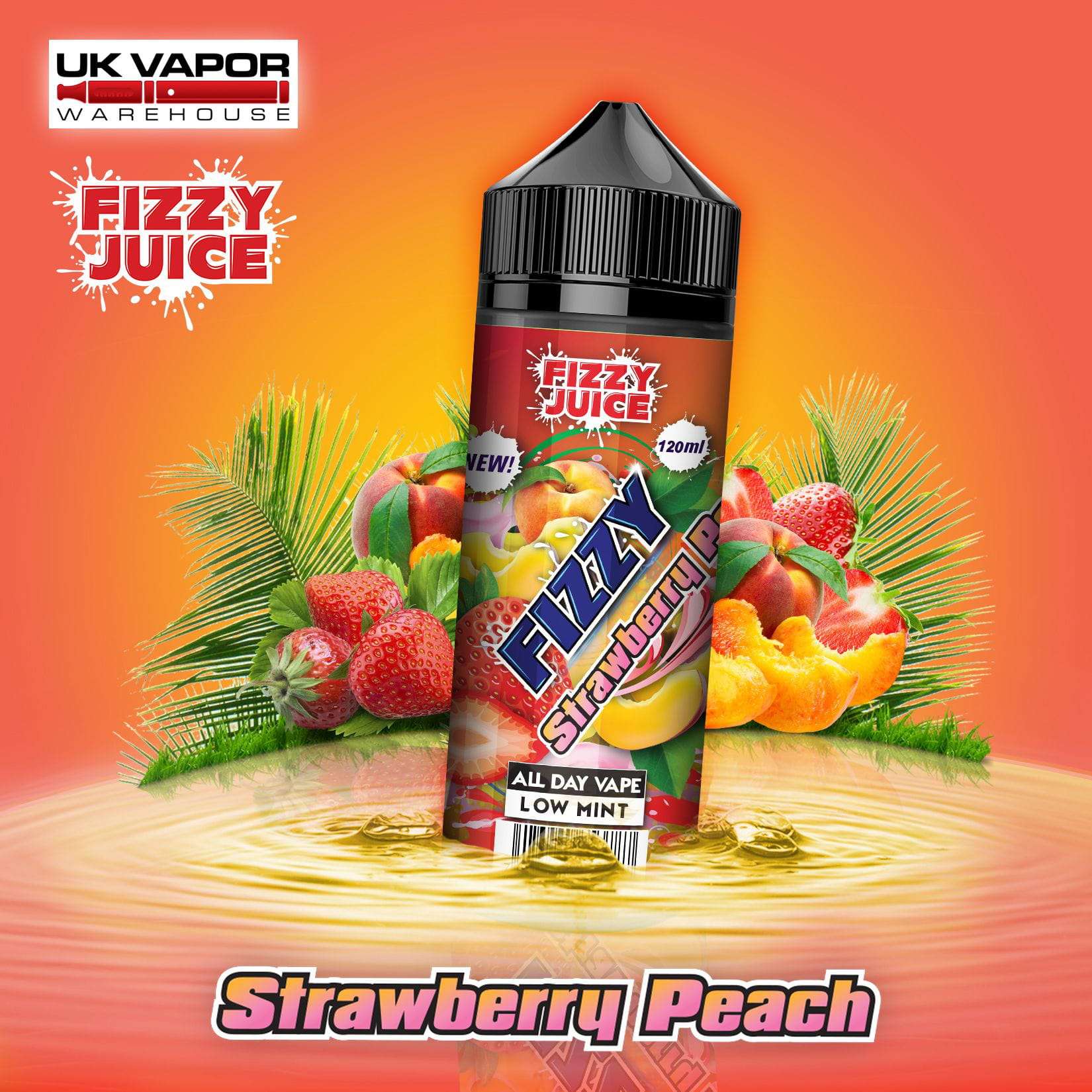  Strawberry Peach Shortfill E-Liquid by Mohawk & Co Fizzy 100ml 
