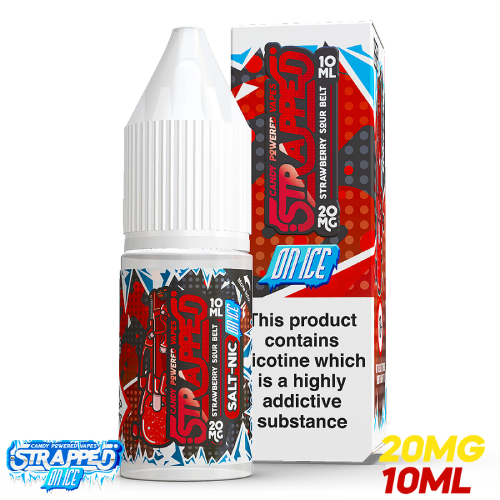  Strawberry Sour Belt On Ice Nic Salt E-liquid by Strapped 10ml 