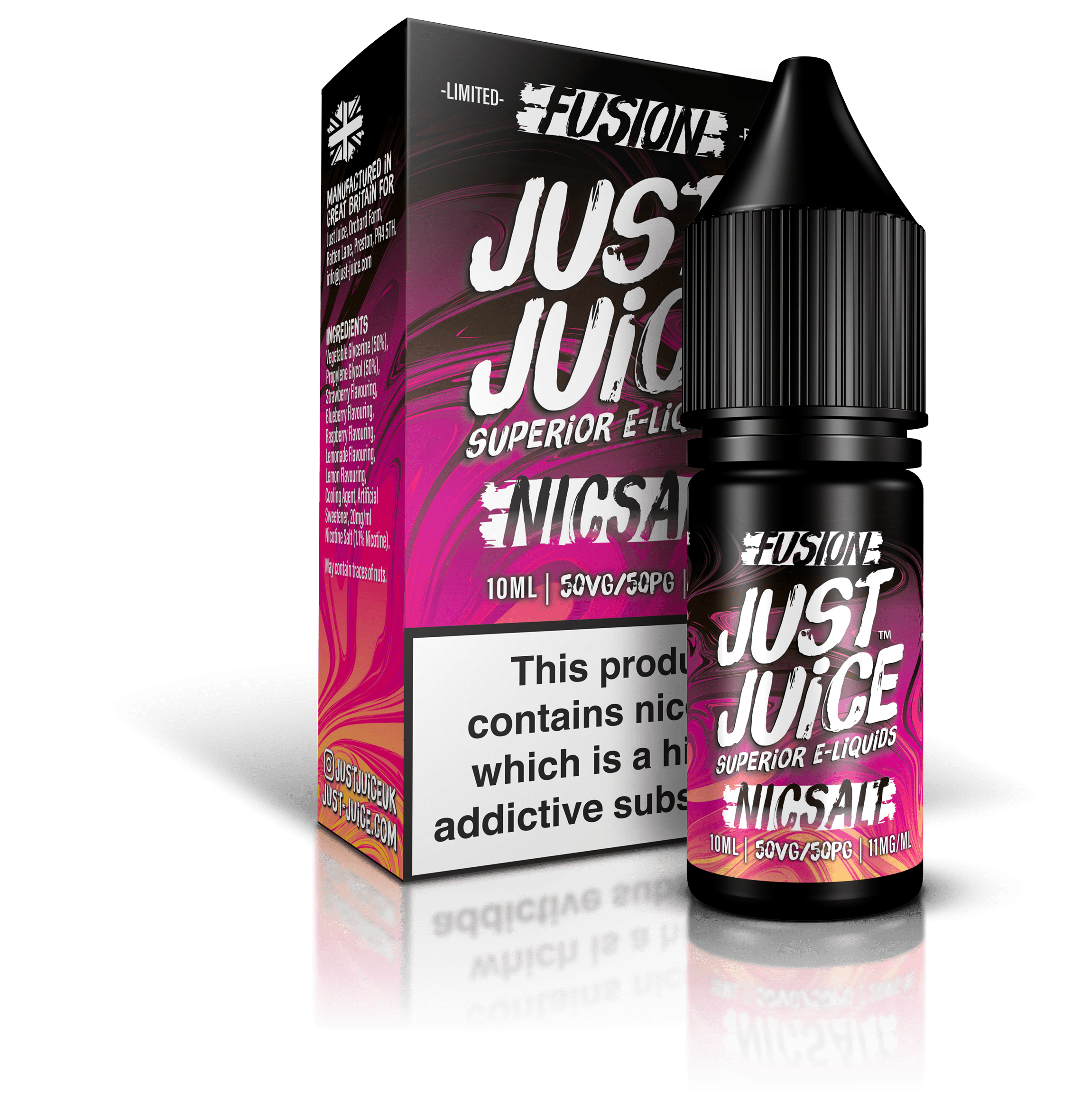 Berry Burst & Lemonade Nic Salt E-liquid by Just Juice Fusion 10ml 