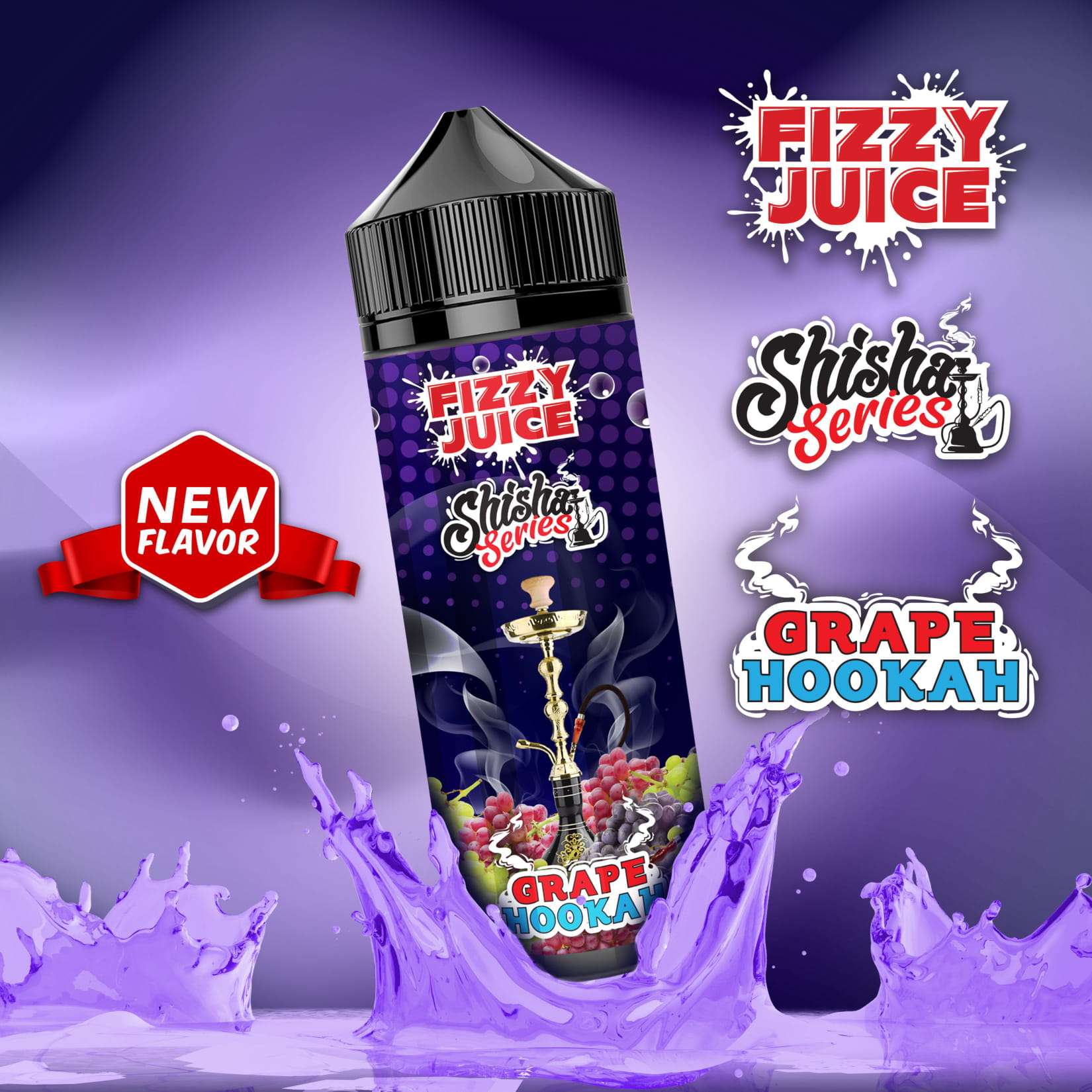 Mohawk & Co Fizzy E Liquid - Shisha Series Grape Hookah - 100ml