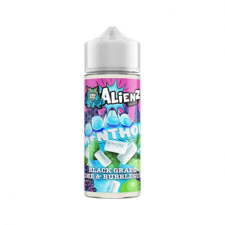 Alienz Vape Co Menthol E Liquid  - Black Grape Lime & Bubblegum - 100ml