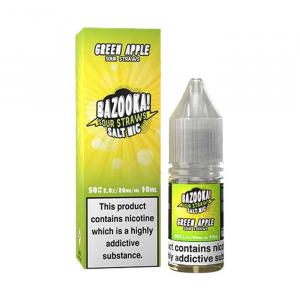 Green Apple Sour Straws Nic Salt E-Liquid by Bazooka 10ml