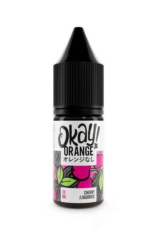  Cherry Liquorice Nic Salt E-Liquid by Okay ! Orange 10ml 
