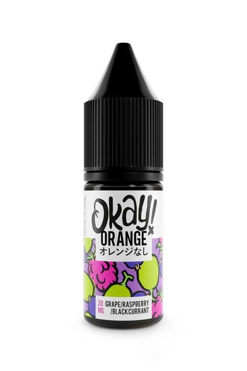  Grape Raspberry Blackcurrant Nic Salt E-Liquid by Okay ! Orange 10ml 