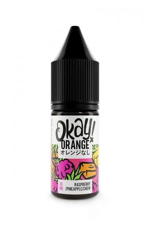  Raspberry Pineapple Chew Nic Salt E-Liquid by Okay ! Orange 10ml 