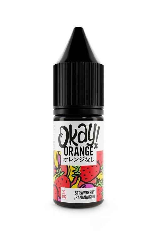  Strawberry Banana Bubblegum Nic Salt E-Liquid by Okay ! Orange 10ml 