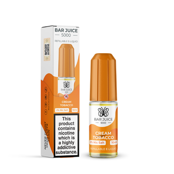  Cream Tobacco Nic Salt E-Liquid by Bar Juice 5000 Salts 10ml 