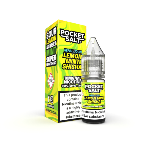  Lemon Mint Shisha Nic Salt E-Liquid by Pocket Salt By Drip Hacks 10ml 