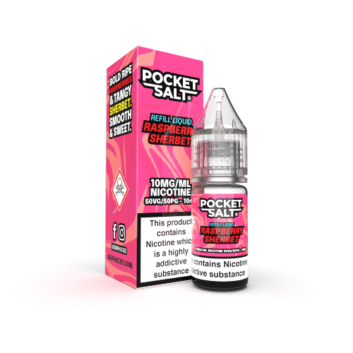  Raspberry Sherbet Nic Salt E-Liquid by Pocket Salt By Drip Hacks 10ml 