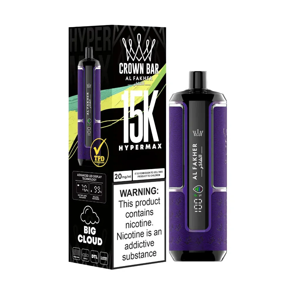  Blueberry Raspberry Al Fakher Crown Bar 15K Hypermax Disposable Vape Kit 