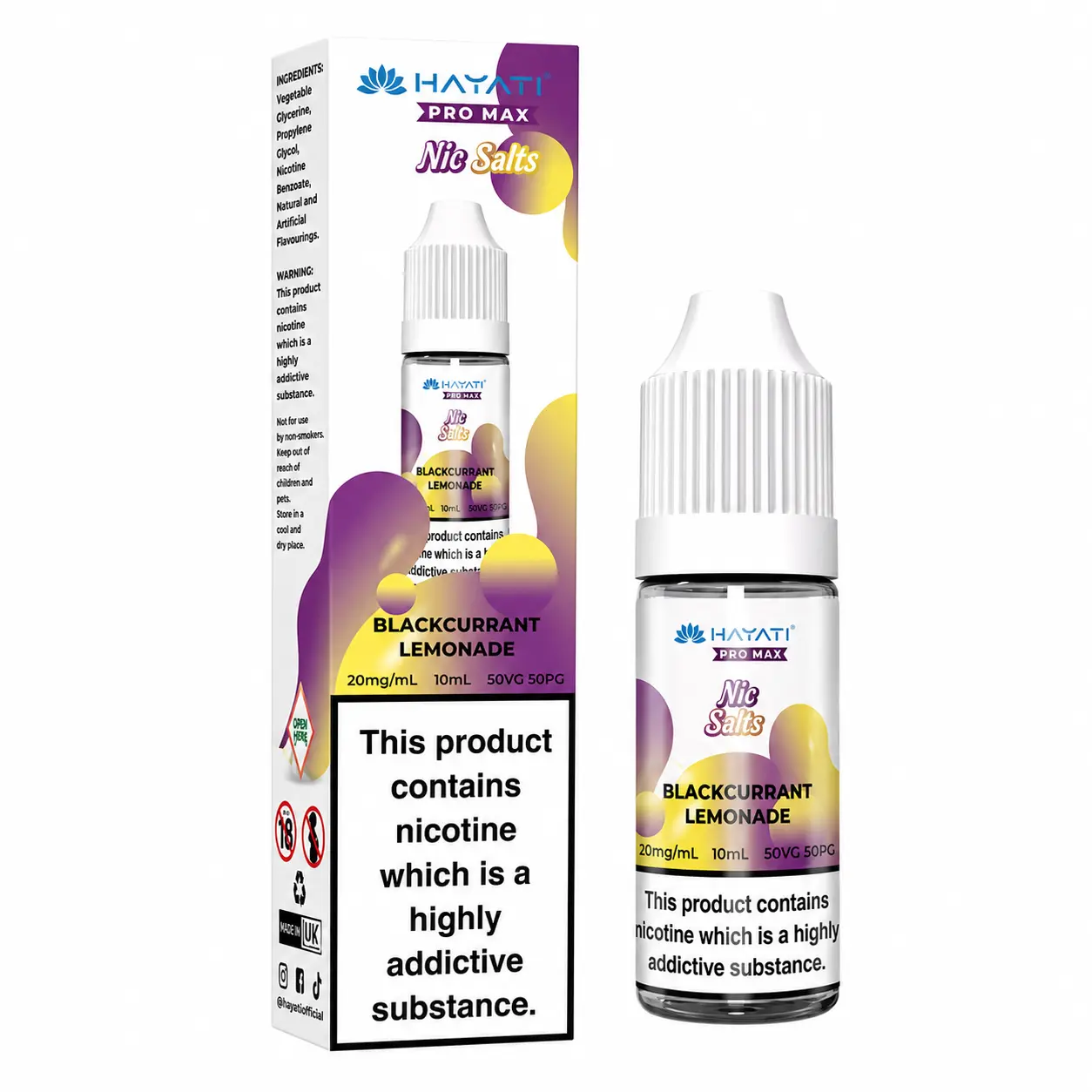 Blackcurrant Lemonade Nic Salt E-Liquid by Hayati Pro Max 10ml - 10mg