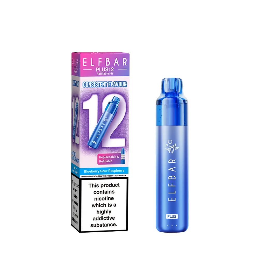 Blue Raspberry Elfbar Elf Bar Plus 12 Prefilled Pod Kit - Blueberry Sour Raspberry | Vape And Go
