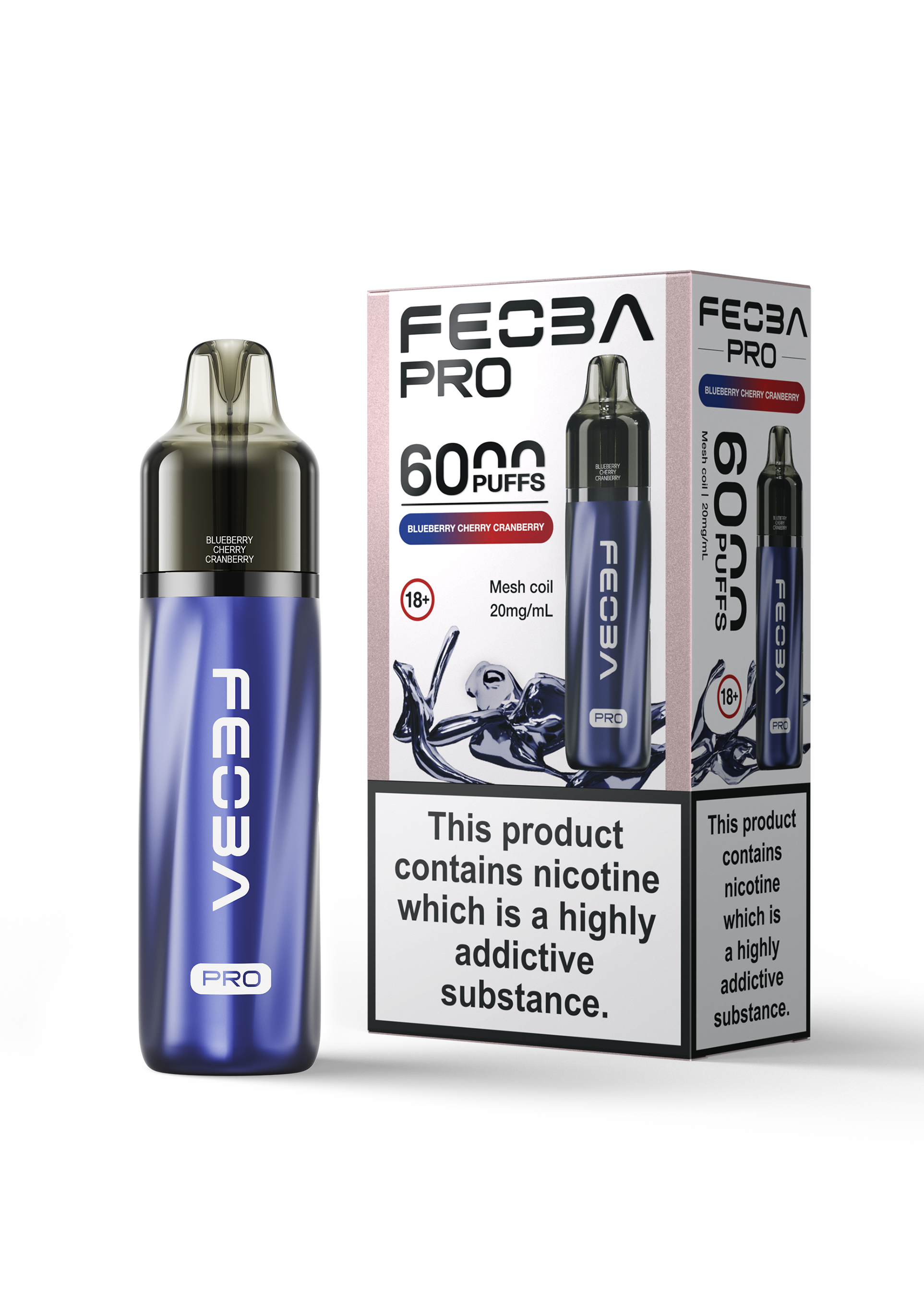 Blueberry Cherry Cranberry Feoba Pro 6000 Disposable Vape 20mg