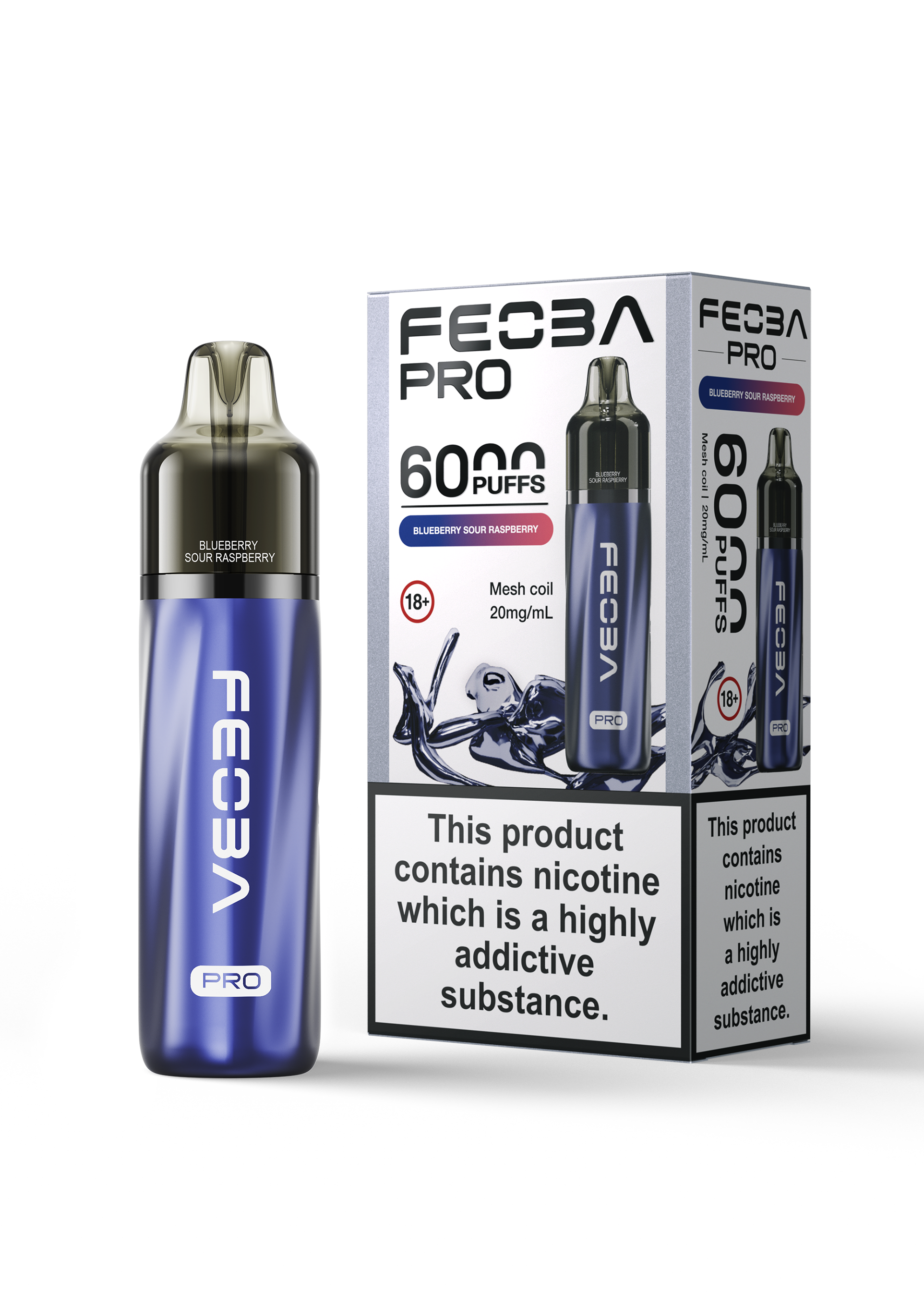 Blueberry Sour Raspberry Feoba Pro 6000 Disposable Vape 20mg