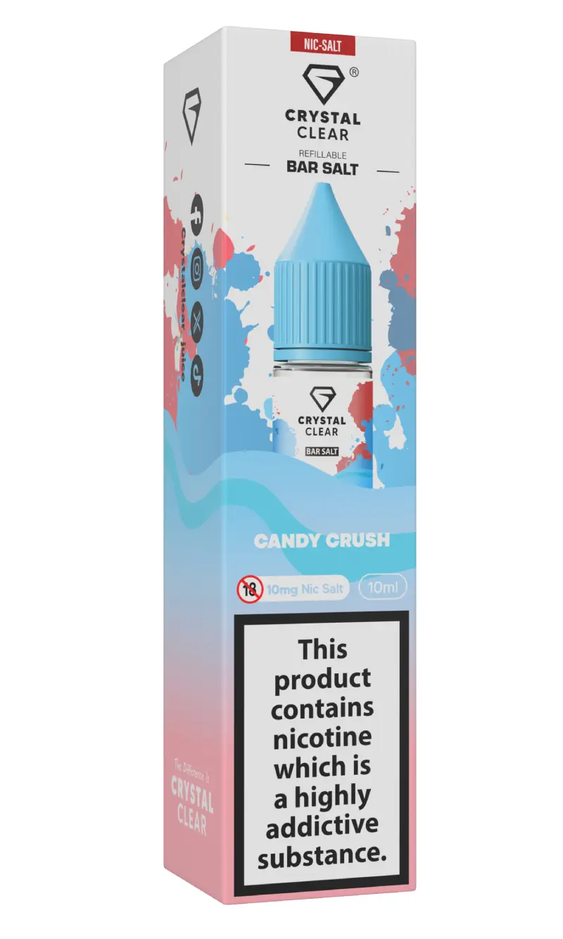 Candy Crush Nic Salt E-Liquid by Crystal Clear Bar Salts 10ml | Vape And Go Candy Crush Nic Salt E-Liquid by Crystal Clear Bar Salts 10ml | Vape And Go
