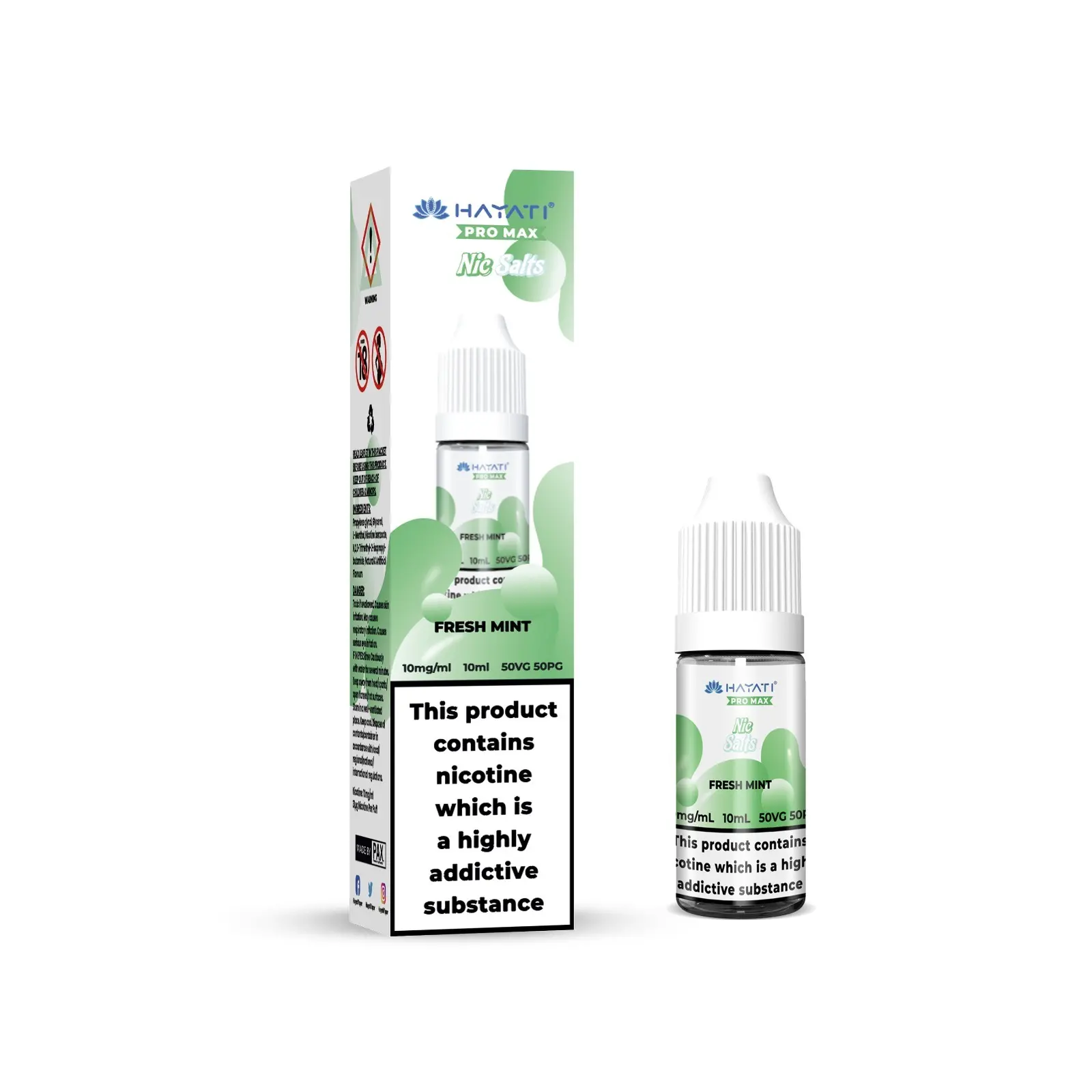  Fresh Mint Nic Salt E-liquid by Hayati Crystal Pro Max 10ml 