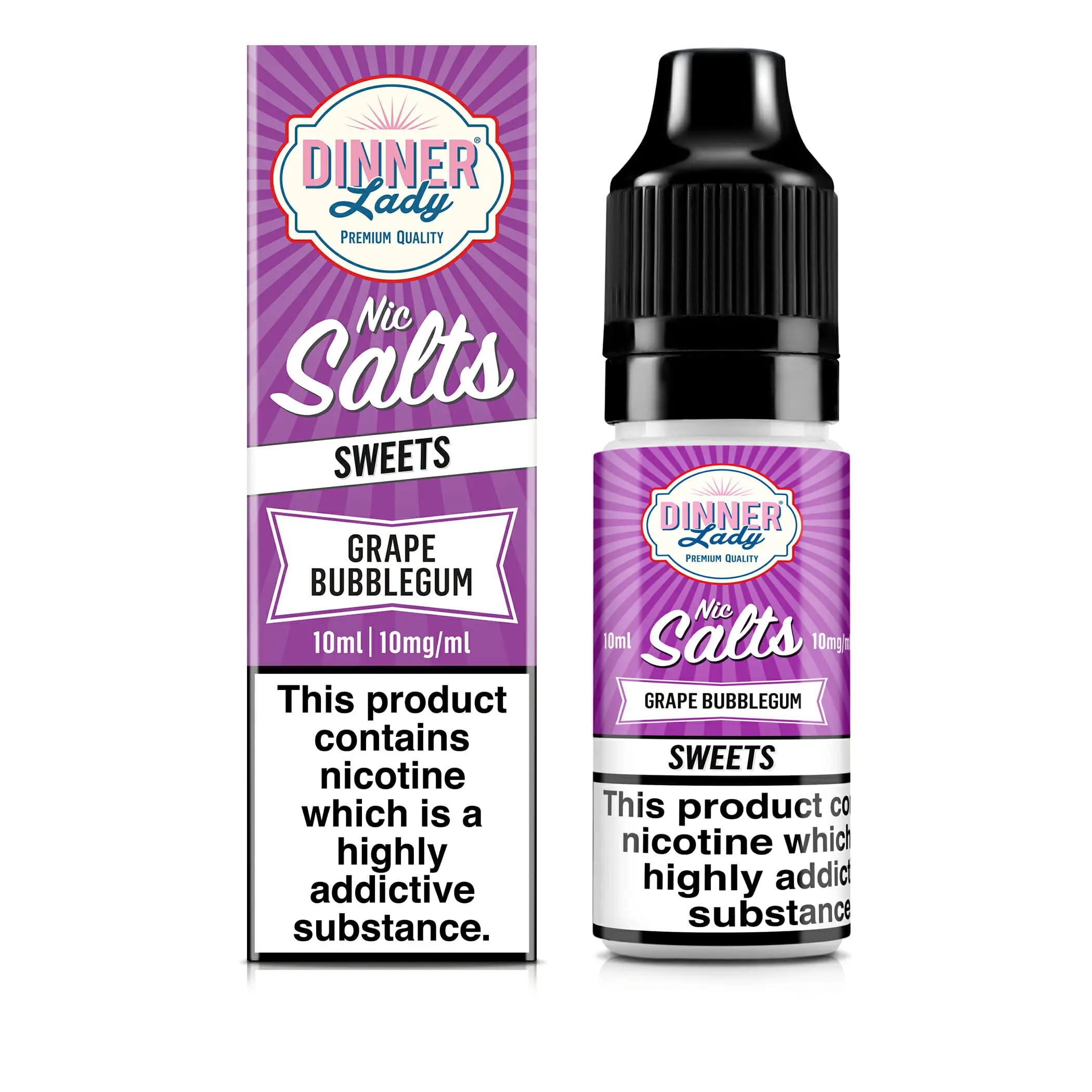 Grape Bubblegum Nic Salt E-Liquid by Dinner Lady 10ml 