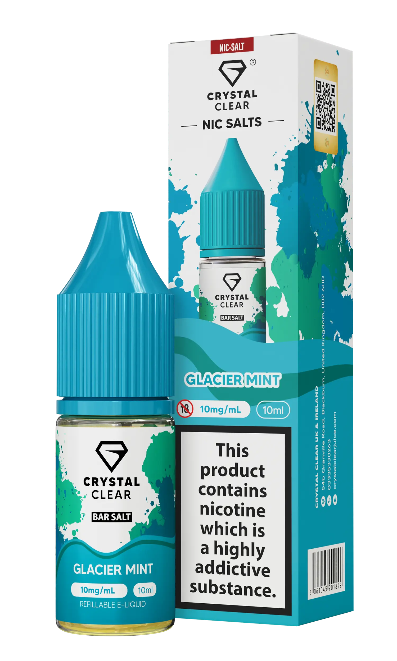 Glacier Mint Nic Salt E-Liquid by Crystal Clear Bar Salts 10ml