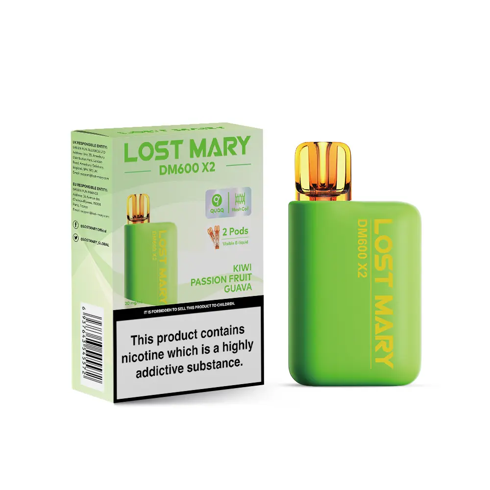  Kiwi Passionfruit Guava by Lost Mary DM1200 Disposable Vape Kit 20mg 