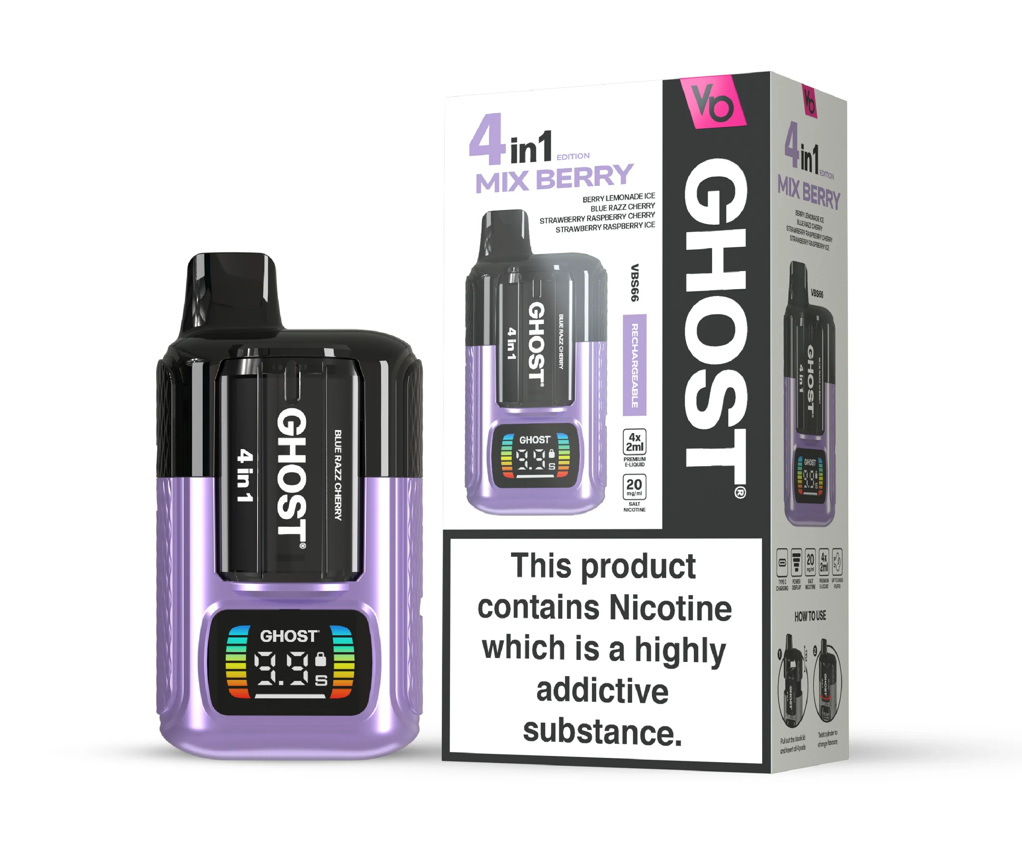 Mix Berry Edition(4 in 1) Ghost 4 in 1 Disposable Vape 