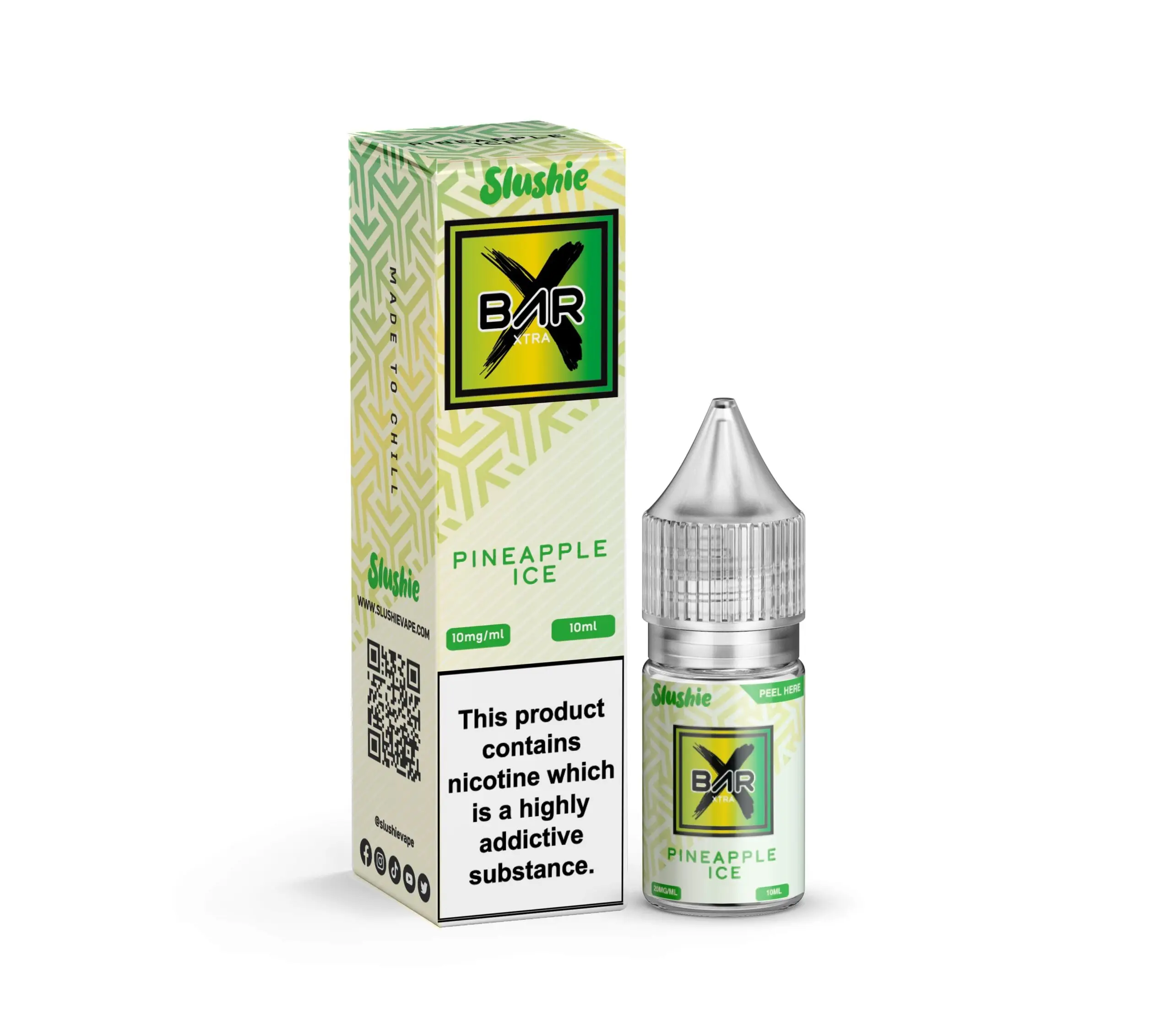  Pineapple Ice Nic Salts E-Liquid by Slushie Bar Xtra 10ml 