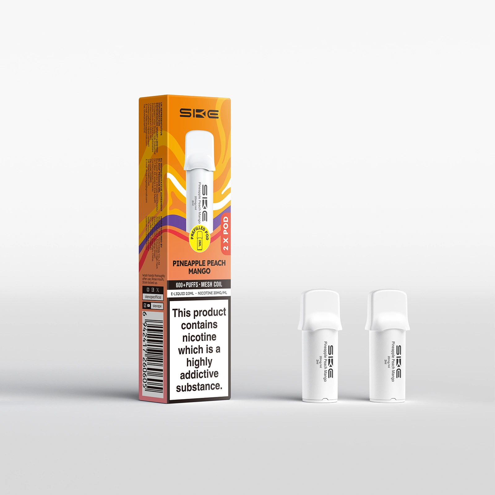 SKE Crystal 600 Pro Prefilled Pods - Pineapple Peach Mango | 10mg