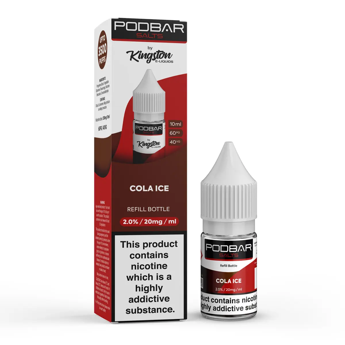 Cola Ice Nic Salt E-Liquid by PodBar Salts By Kingston 10ml