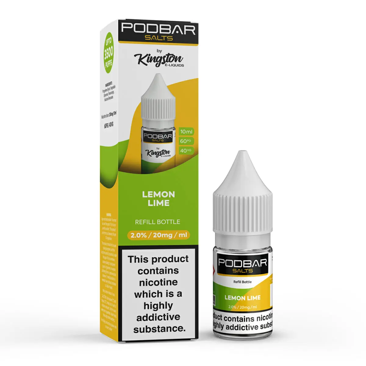  Lemon Lime Nic Salt E-Liquid by PodBar Salts By Kingston 10ml 