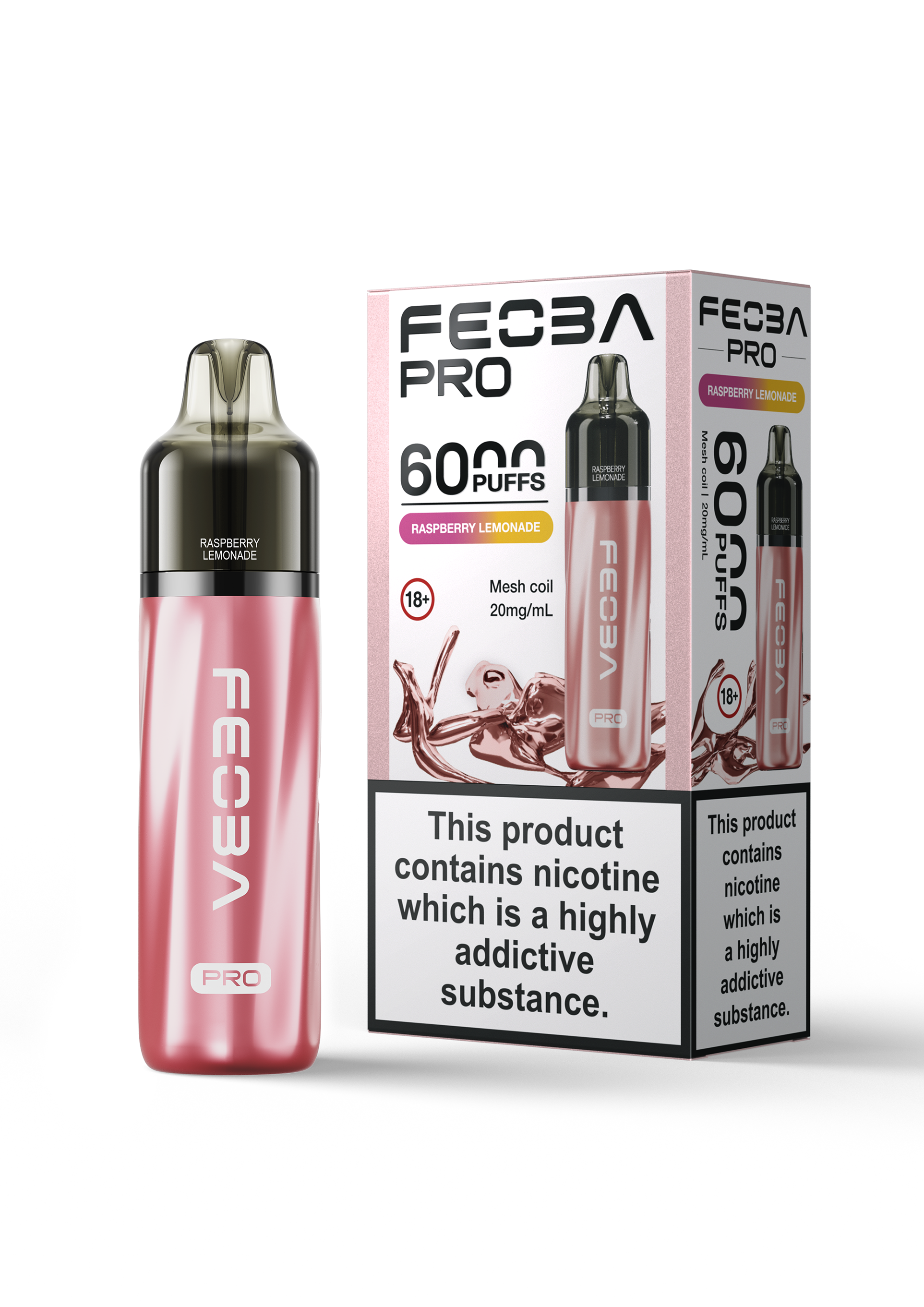 Raspberry Lemonade Feoba Pro 6000 Disposable Vape 20mg