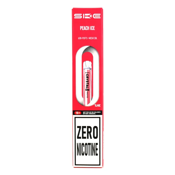  Zero Nicotine SKE Crystal Bar 600 Puff Disposable Vape - Peach Ice 