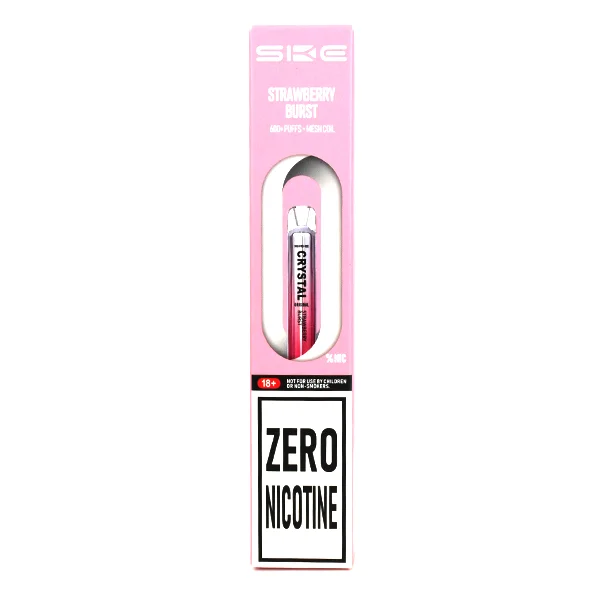  Zero Nicotine SKE Crystal Bar 600 Puff Disposable Vape - Strawberry Burst 