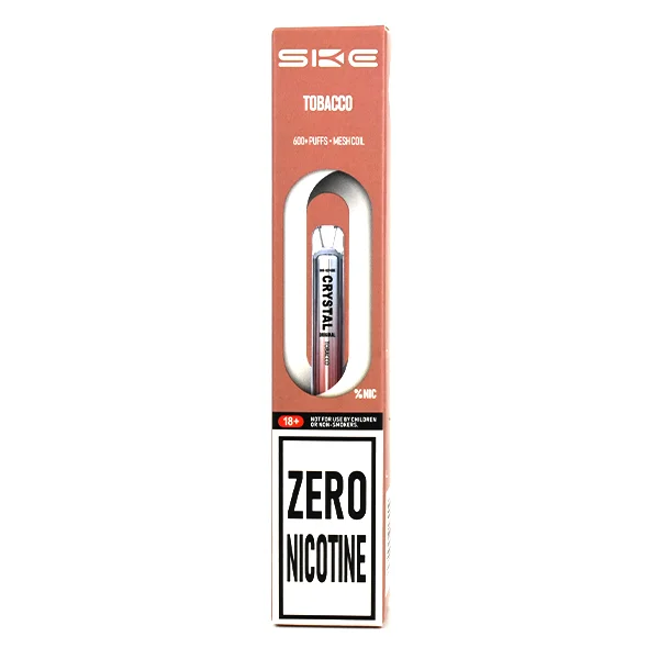  Zero Nicotine SKE Crystal Bar 600 Puff Disposable Vape - Tobacco 