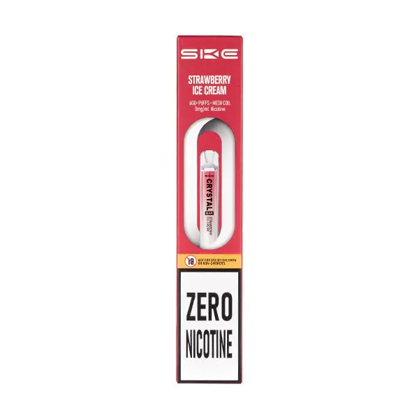  Strawberry Ice Cream | Zero Nicotine SKE Crystal Bar 600 Puff Disposable Vape 