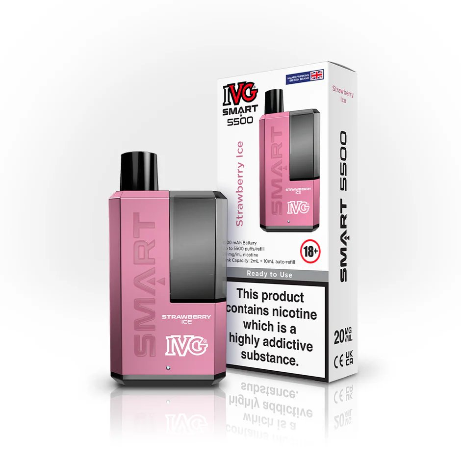 Strawberry Ice IVG Smart 5500 Disposable Vape Kit 20mg