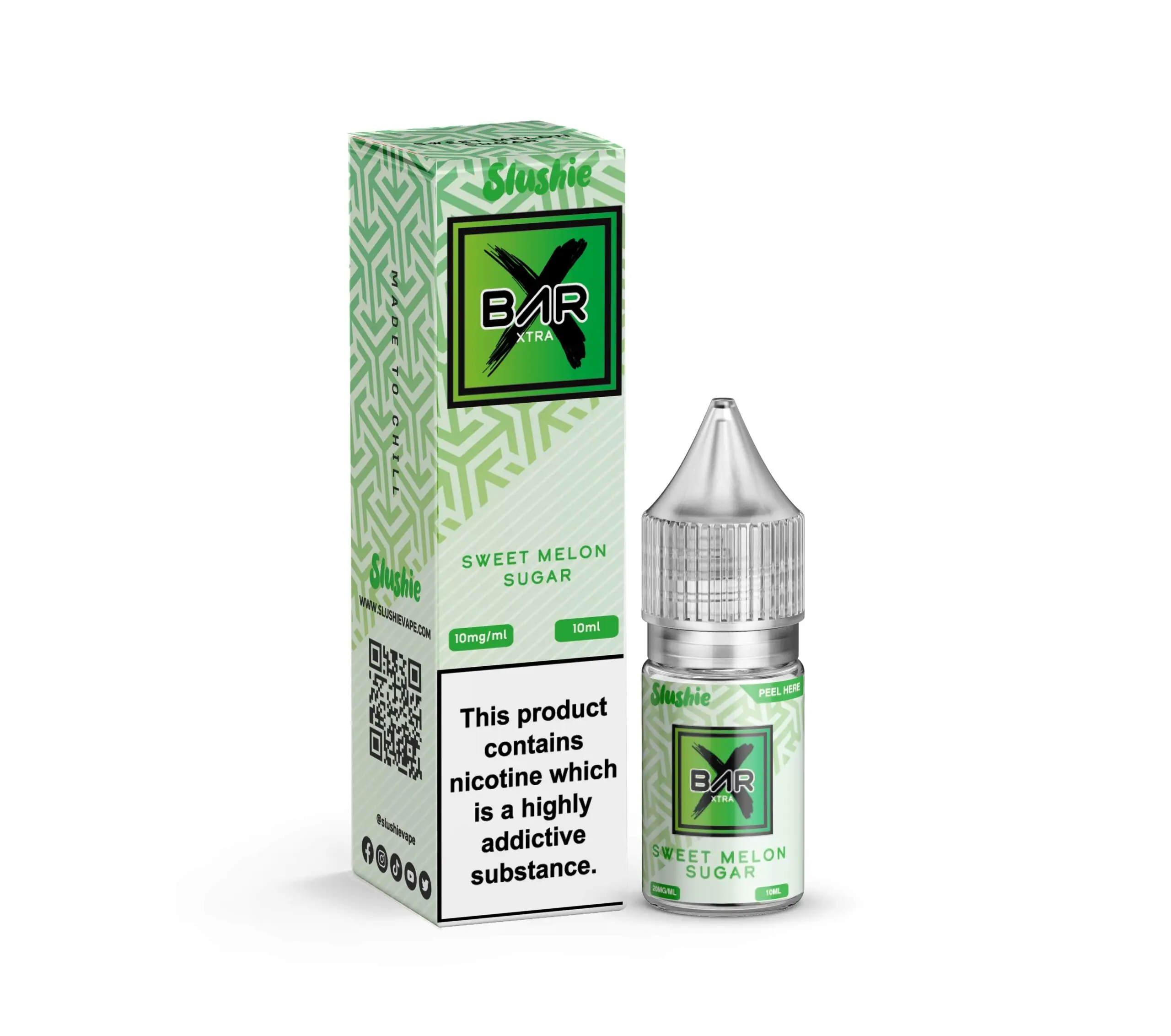  Sweet Melon Sugar Nic Salts E-Liquid by Slushie Bar Xtra 10ml 