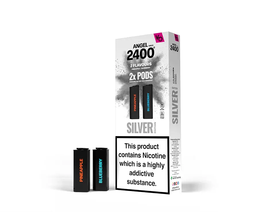 Angel 2400 Prefilled Vape Pods by Vapes Bar - Silver Edition