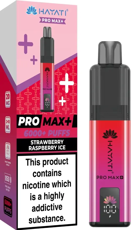 Strawberry Raspberry Ice Hayati Crystal Pro Max Plus Disposable Vape ...