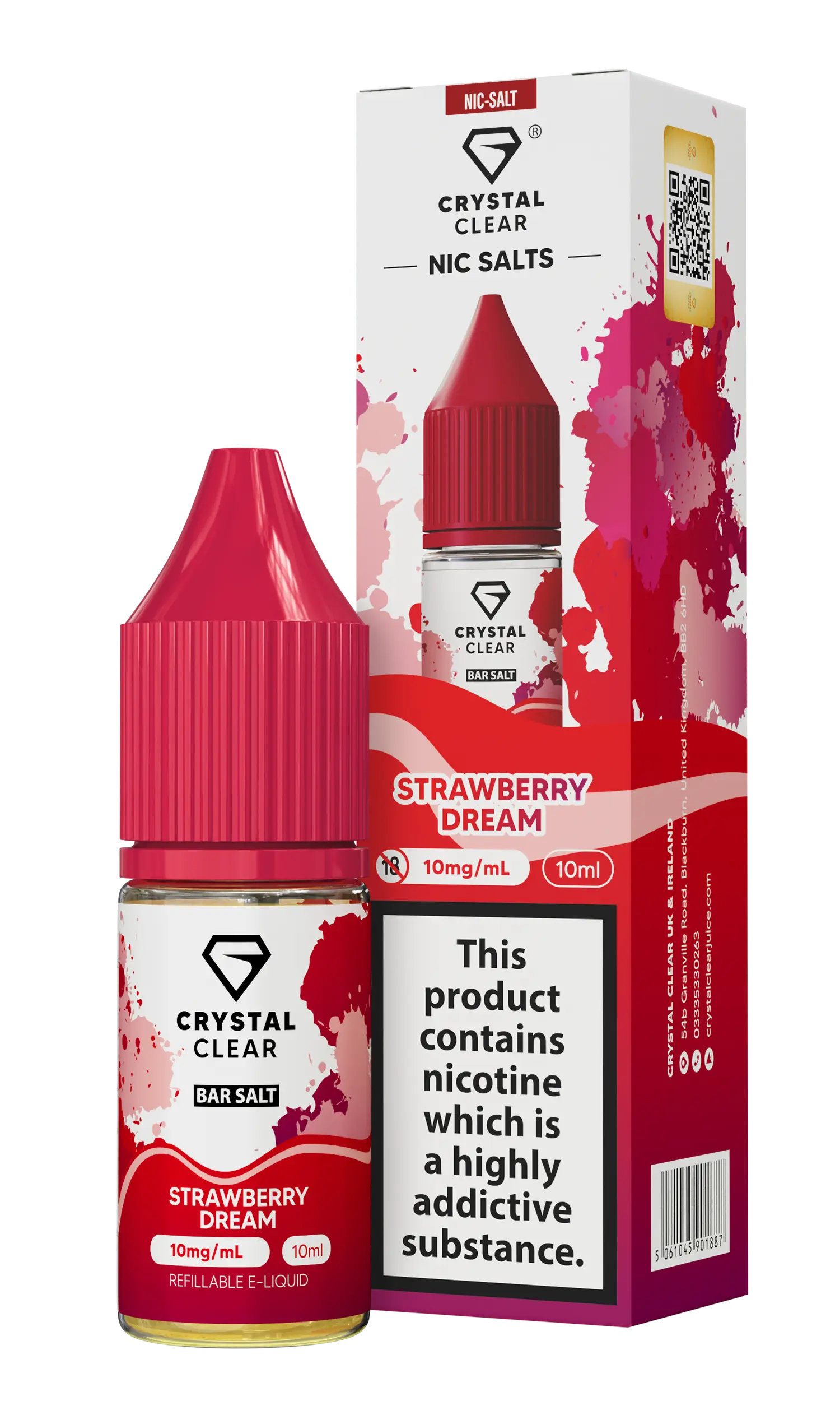 Strawberry Dream Nic Salt E-Liquid by Crystal Clear Bar Salts 10ml