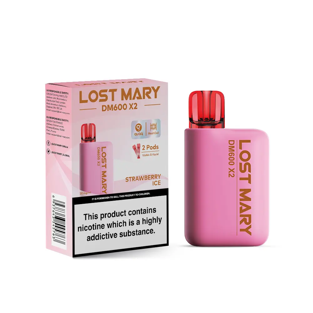 Strawberry Ice by Lost Mary DM1200 Disposable Vape Kit 20mg