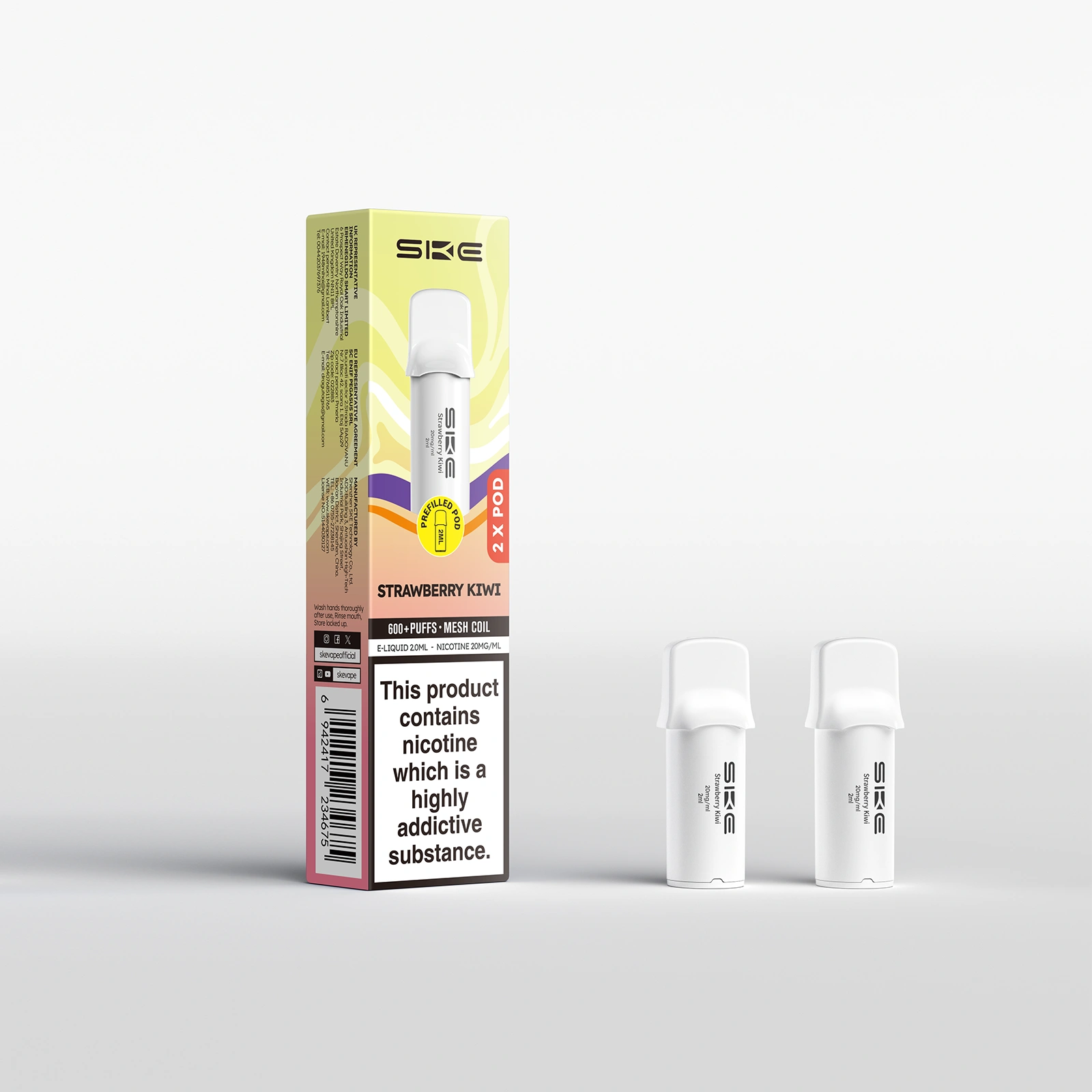 Strawberry Kiwi SKE 600 Pro Prefilled Pods 10mg