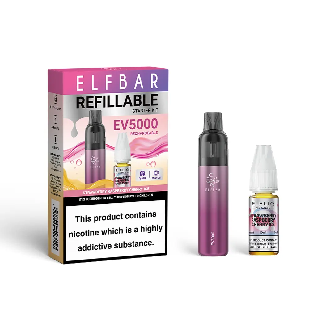 Strawberry Raspberry Cherry Ice by Elf Bar EV5000 Disposable Vape Pod Kit 